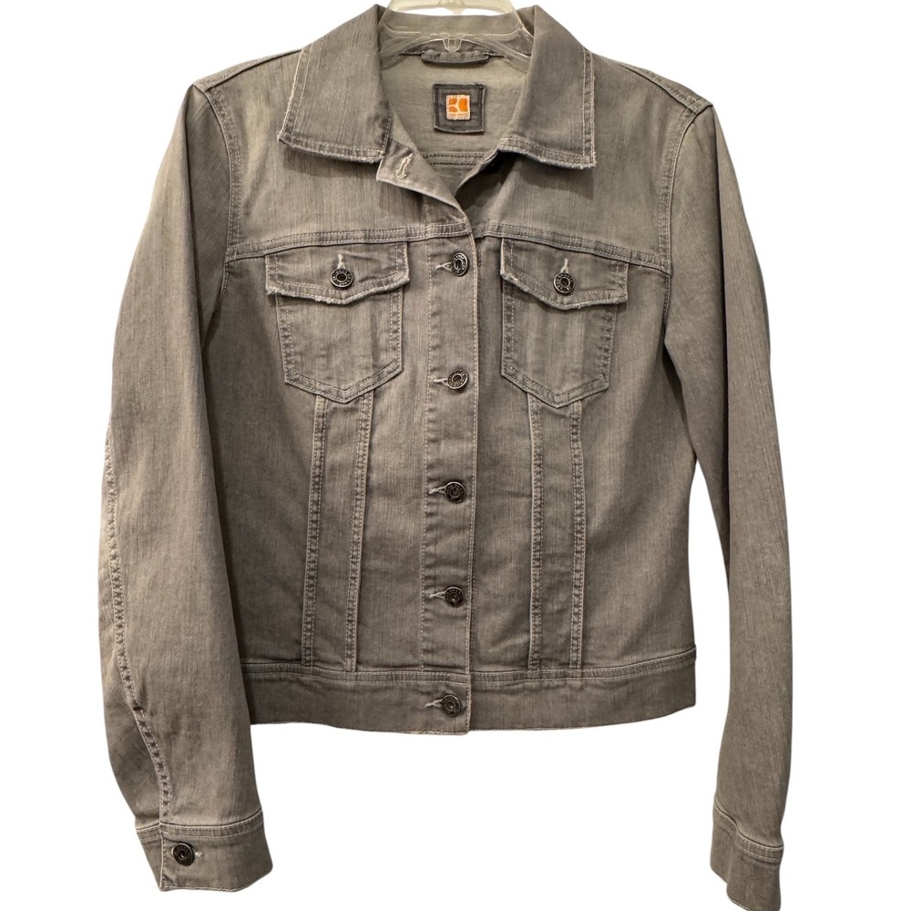 Hugo Boss Orange Mens Grey Denim Trucker Jacket Stretch Slim Fit Size M - Picture 1 of 13